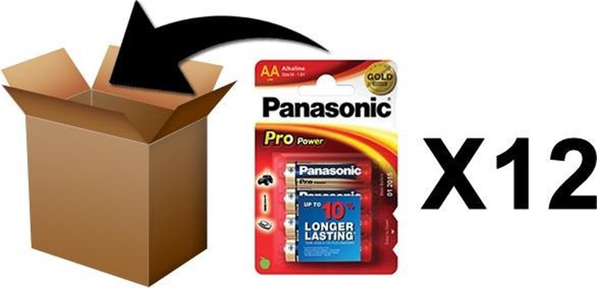 PANASONIC - Piles Alcaline Pro Power AA-LR06 X 4 - Box 12 Pack
