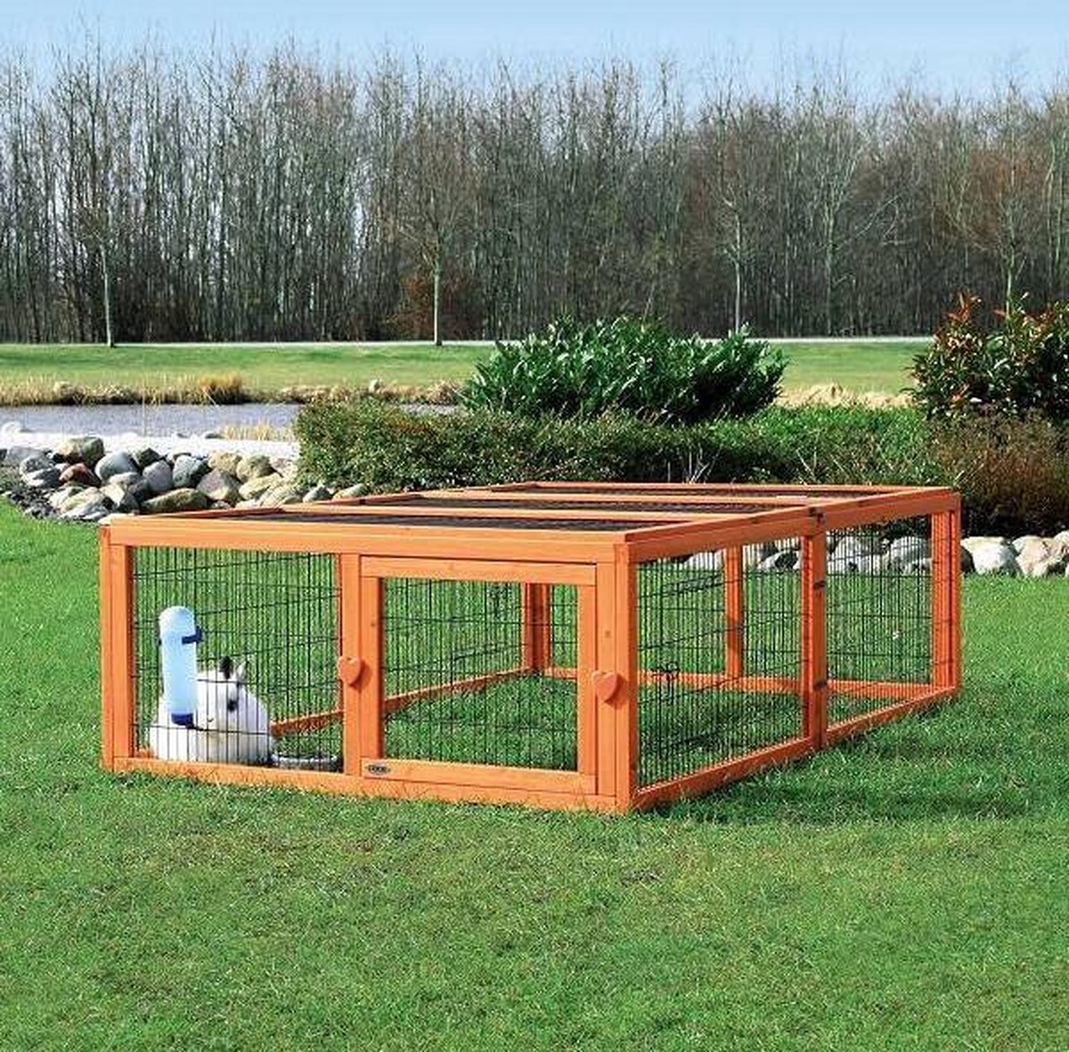 Knaagdierren Trixie - Open Dak, Gebeitst Grenenhout - 174x48x109 cm, Metalen Traliewerk, 2 Deuren thumbnail 3