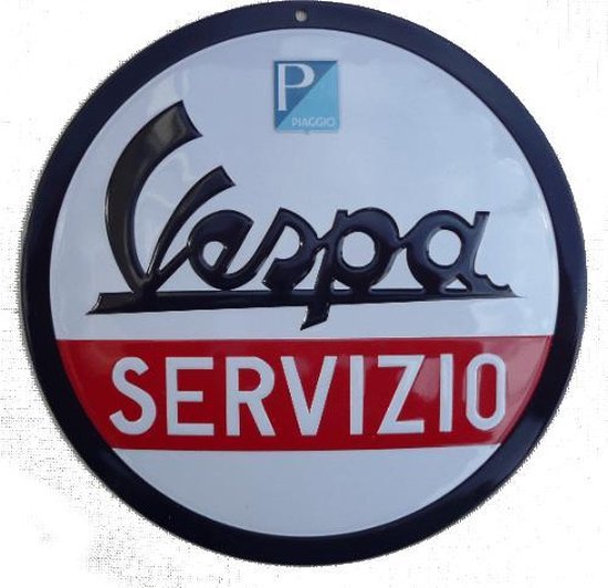 taxi zwanger Bevatten Vespa Servizio logo Rond Metalen Reclamebord | bol.com