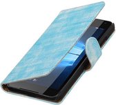 Hagedis Bookstyle Wallet Case Hoesjes Geschikt voor Microsoft Lumia 650 Turquoise