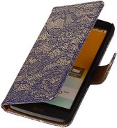 Lace Bookstyle Wallet Case Hoesjes voor LG L Bello D335 Blauw