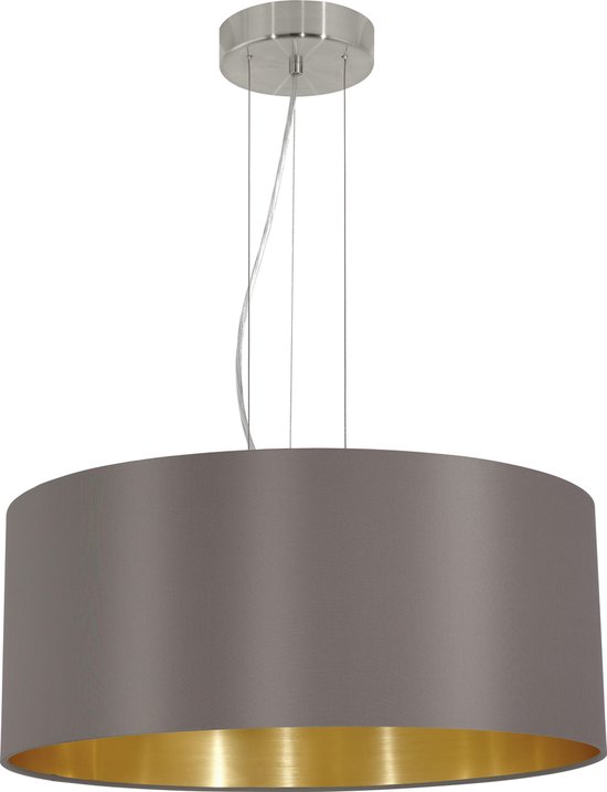 EGLO Maserlo - Lampe à suspension - 3 lumières - Ø530mm. - Nickel mat - Cappuccino/ Or