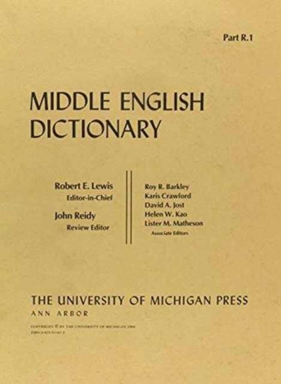 Middle English Dictionary | 9780472011810 | Boeken | bol.com