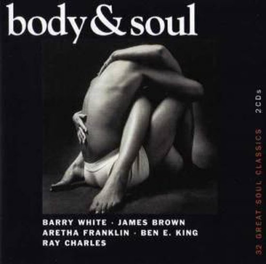 Albumcover met de tekst 'body & soul' en namen van artiesten. Twee mensen omhelzen elkaar.