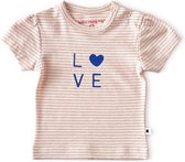 Little Label - baby meisjes shirt korte mouw - fluo pink stripe - maat: 62 - bio-katoen