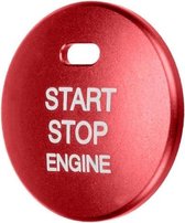 Motor Start Stop Drukknop - 3D Aluminium - Cover Trim - Decoratieve Sticker - 3cm - Rood - 1 stuk