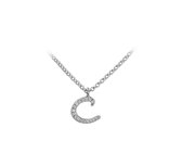 The Jewelry Collection Ketting Zirkonia C 1,4 mm 42 cm - Zilver Gerhodineerd