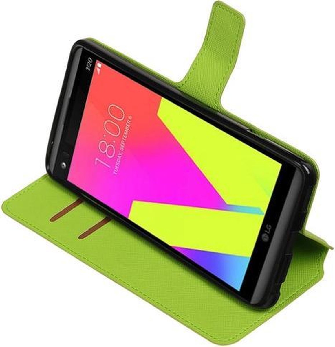 Groen LG V20 TPU wallet case booktype hoesje HM Book