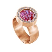 Quiges RVS Schroefsysteem Ring met Zirkonia Rosékleurig Mat 16mm met Verwisselbare Roze Vlokjes Schelp 12mm Mini Munt