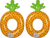 luchtbed zwembad - opblaasbare ananas- geel - set van 2 stuks