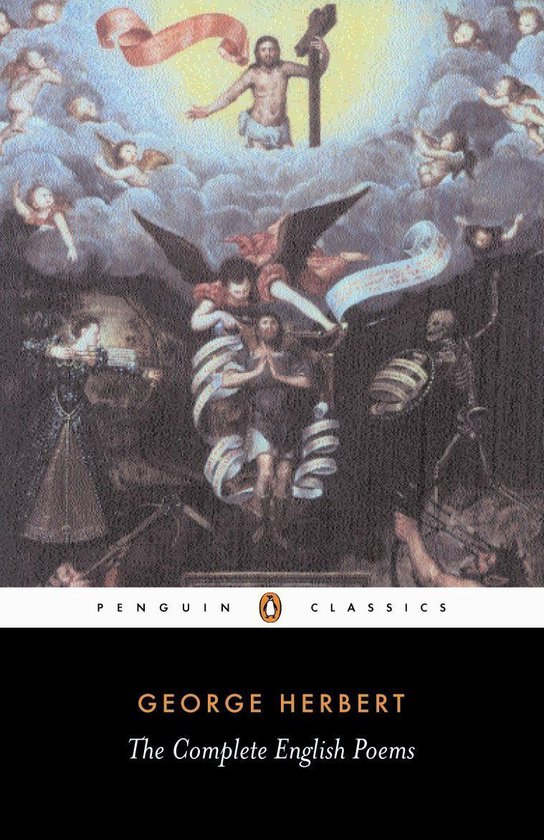 Couverture du livre : 'The Complete English Poems' de George Herbert, avec une peinture classique d'anges et de Jésus.