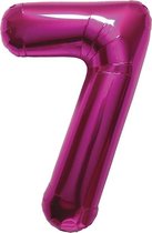 Folieballon Cijfer 7 Magenta lucht - 41 cm