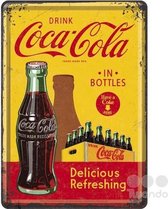 Coca Cola In Bottles - Metalen Postcard - 10 x 15 cm