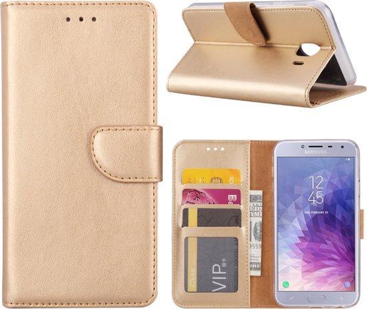 Telefoonhoes Geschikt voor: Samsung Galaxy A5 2017 portemonnee hoesje - Goud