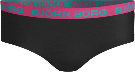 Zwarte hipster onderbroek met roze en turquoise Björn Borg logo band.