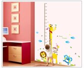 Vrolijke Premium Prachtige Muursticker Meetlat Lengtemaat Giraffe Leeuw - Voor Kinderkamer / Babykamer / woonkamer V2