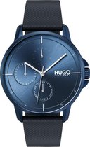 HUGO HU1530033 #FOCUS -  Polshorloge - Leer - Blauw - Ø 42 mm