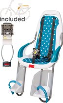 Qibbel ToGo - Fietsstoeltje Achter - Frame Bevestiging - white/ Polka Dots Blue