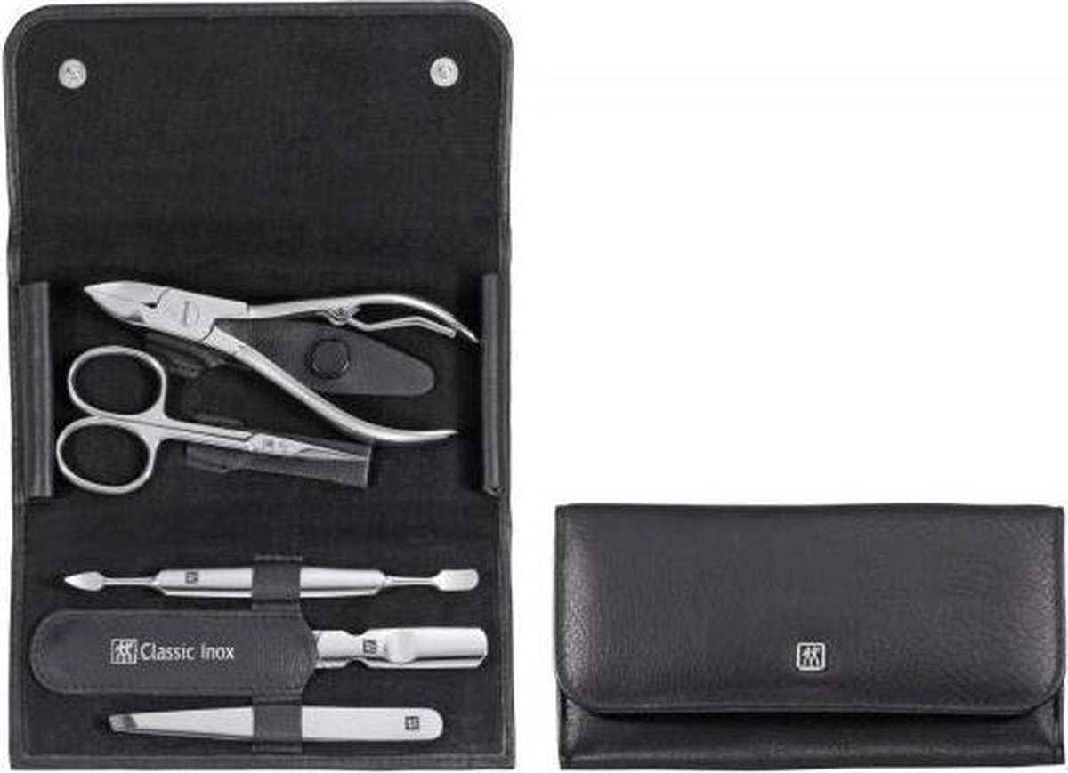 Zwilling® Classic Inox Manicure Etui Leer Zwart 5-delig