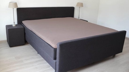 Snoozing - Katoen-satin - Topper - Hoeslaken - Double - 140x220 cm - Taupe