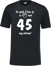 Mijncadeautje - Leeftijd T-shirt - Zo goed kun je er uitzien 45 jaar - Unisex - Zwart (maat 3XL)