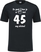 Mijncadeautje - Leeftijd T-shirt - Zo goed kun je er uitzien 45 jaar - Unisex - Zwart (maat XXL)