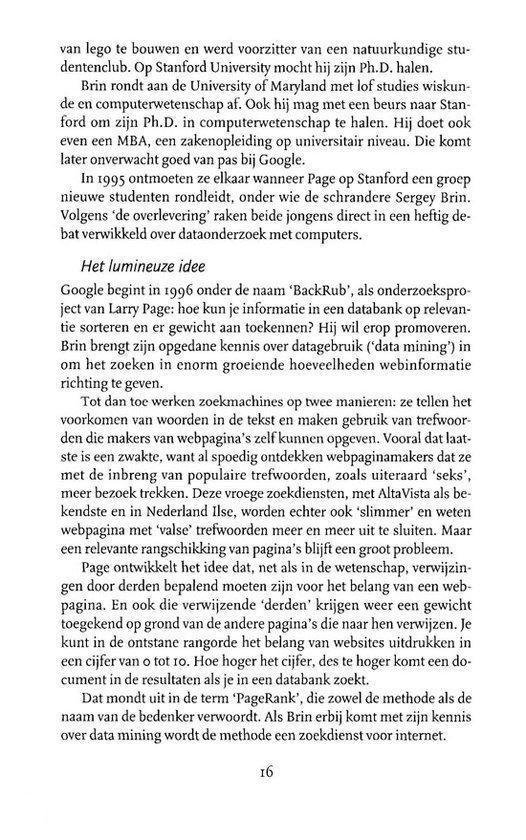 Pagina met tekst over Stanford en de oprichting van Google.