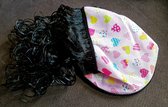 Diadeem Bandana met Zwart haarstukje Roze met hartjes