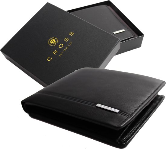 Zwart Leren Portemonnee van merk Cross © Hoogwaardig Leder. Met Luxe  Geschenkverpakking | bol.com