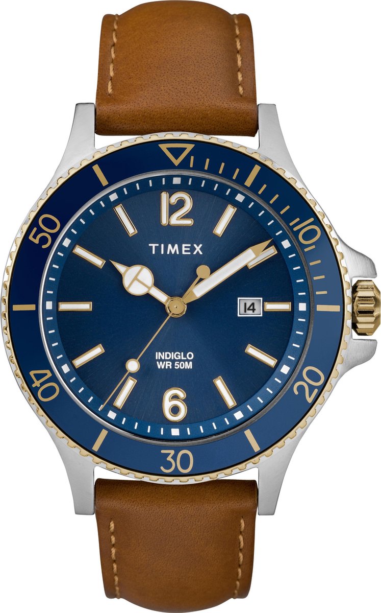 Timex Harborside TW2R64500 Horloge - Leer - Bruin - Ø 43 mm