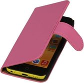 Roze Effen Booktype Apple iPod Touch 4 Wallet Cover Hoesje
