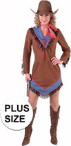 Grote maten cowgirl jurkje bruin voor dames 44 (xxl) - western / country outfit