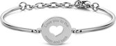 CO88 Collection Inspirational 8CB 90334 Stalen Armband met Hanger - Hart en Love You to The Moon and Back 17 mm - One-size - Zilverkleurig