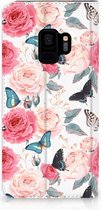 Smart cover Geschikt voor Samsung Galaxy S9 Butterfly Roses