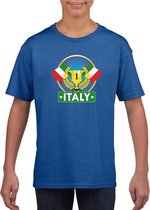 Blauw Italie supporter kampioen shirt kinderen 110/116