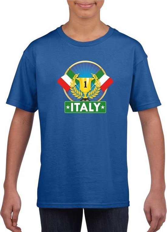 Blauw Italie supporter kampioen shirt kinderen 110/116