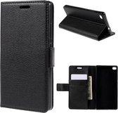 Litchi Cover wallet case hoesje Huawei Ascend P8 zwart