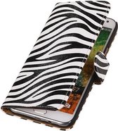 Zebra Bookstyle Wallet Case Hoesjes Geschikt voor Samsung Galaxy E7 Wit