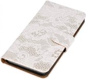 Lace Bookstyle Wallet Case Hoesjes voor Huawei Honor 3C Wit