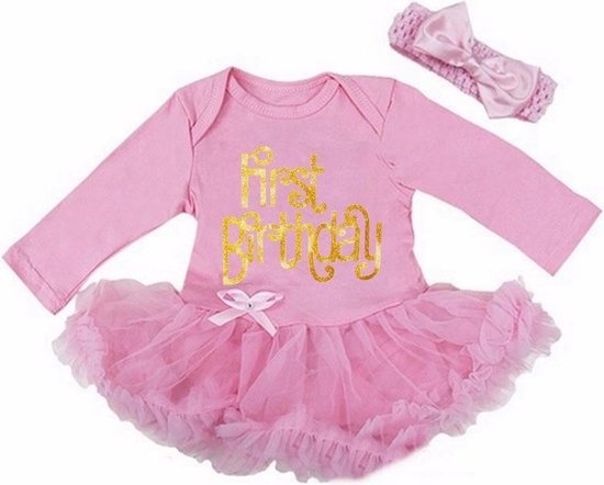 Duizeligheid wang waarheid Verjaardag jurk baby First Birthday 1 jaar roze|Lange mouw met tutu en  haarband (74) | bol.com