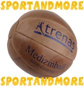 Trenas - Medicijnbal - Medicine bal - Klassische professionele medicijnbal - Leer - 3 kg - Bruin