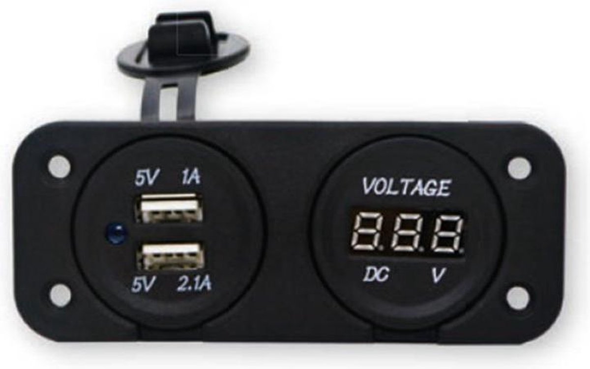 USB POORT MET 2 INGANGEN EN VOLTMETER