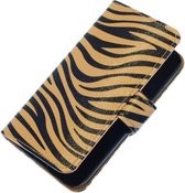 Bruin Zebra booktype wallet cover hoesje voor HTC One S