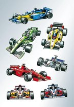 63x Raceauto/formule 1 stickers - kinderstickers - stickervellen - knutselspullen