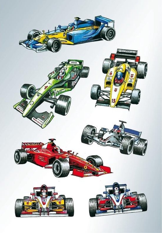 63x Raceauto/formule 1 stickers - kinderstickers - stickervellen -  knutselspullen | bol.com