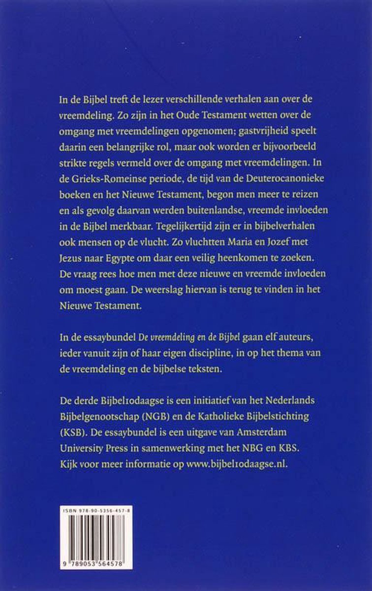 De Vreemdeling En De Bijbel - back cover