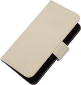 Wit Ribbel booktype wallet cover hoesje voor Nokia Lumia 620