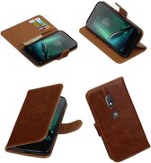 Bruin vintage lederlook bookcase wallet cover voor Motorola Moto G4 Play