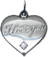 TRESOR hart " I love you" hanger met Swarovski zirkonia steen - Zilver