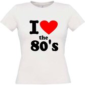 I love the 80's t-shirt maat S Dames wit